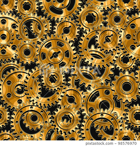 Seamless background with polished gold gears 98576970