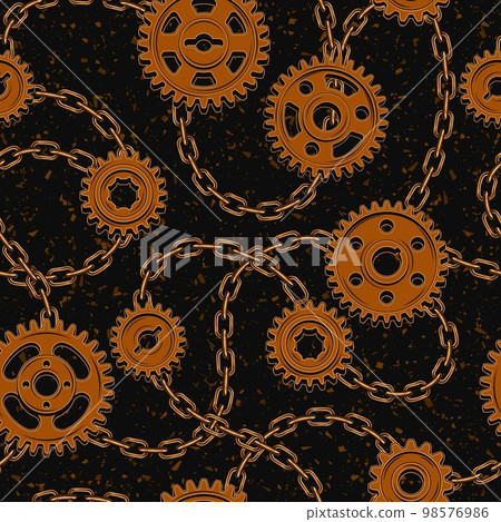 Dark pattern with rusty gears, chains Dark pattern with rusty gears, chains 98576986