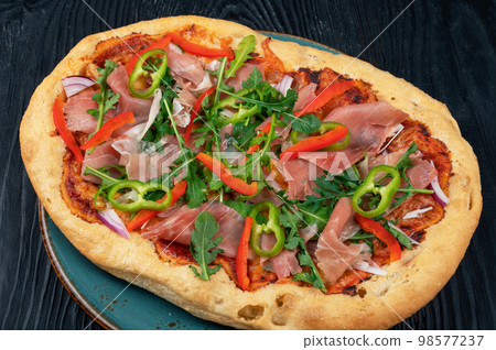 Pizza with hamon Pizza with hamon 98577237