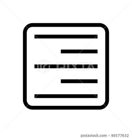 Align right icon line isolated on white background. Black flat thin icon on modern outline style. Linear symbol and editable stroke. Simple and pixel perfect stroke vector illustration Align right icon line isolated on white background. Black flat thin icon on modern outline style. Linear symbol and editable stroke. Simple and pixel perfect stroke vector illustration 98577632