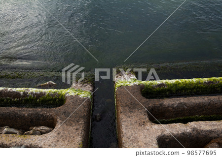 Coastal defense at the sea coast. 98577695