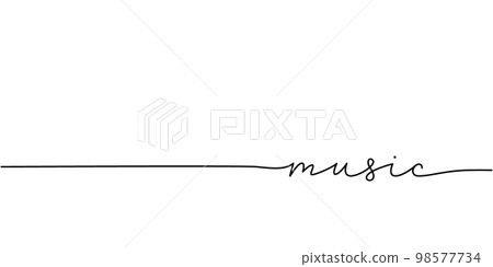 Music word - continuous one line with word. Minimalistic drawing of phrase illustration. 98577734