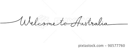 Welcome to Australia - word with continuous one line. Minimalist drawing of phrase illustration. Australia country - continuous one line illustration. 98577760
