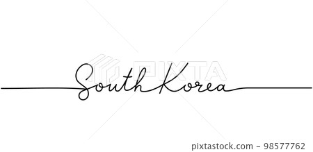South Korea - word with continuous one line. Minimalist drawing of phrase illustration. South Korea country - continuous one line illustration. 98577762