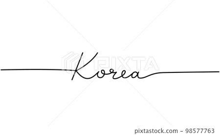 Korea - word with continuous one line. Minimalist drawing of phrase illustration. Korea country - continuous one line illustration. 98577763