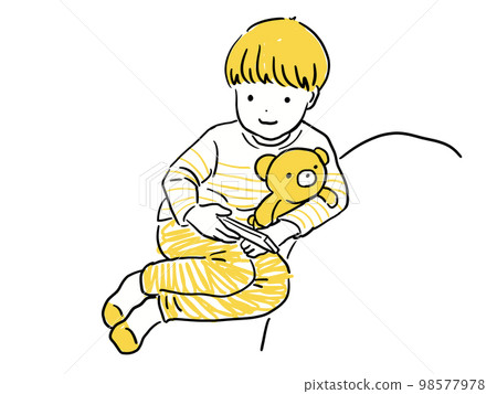 男孩用絨毛玩具玩遊戲 男孩用絨毛玩具玩遊戲 98577978