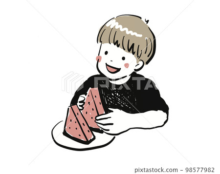 吃西瓜的可愛小朋友 吃西瓜的可愛小朋友 98577982