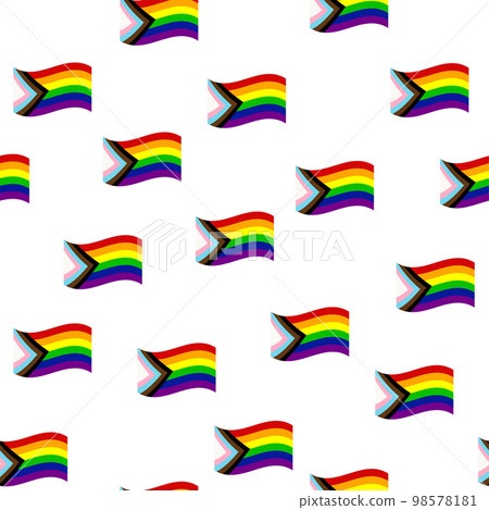 Seamless pattern with new lgbt flag, hearts, text, flower and flag. Gay pride. Pride Month. Love, lgbtq 98578181
