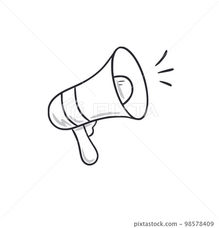 Megaphone doodle. Megaphone, loudspeaker hand drawn sketch style icon. Announce, communication doodle drawn concept Megaphone doodle. Megaphone, loudspeaker hand drawn sketch style icon. Announce, communication doodle drawn concept 98578409