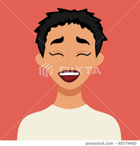 Happy laughing woman. Flat style. Female. Laugh Happy laughing woman. Flat style. Female. Laugh 98579480
