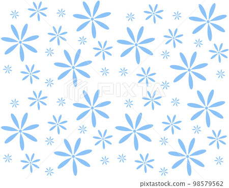 Seamless simple flat pattern with light blue spring flowers on a white background. Seamless simple flat pattern with light blue spring flowers on a white background. 98579562