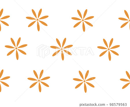 Seamless simple flat pattern with orang spring flowers on a white background. Seamless simple flat pattern with orang spring flowers on a white background. 98579563