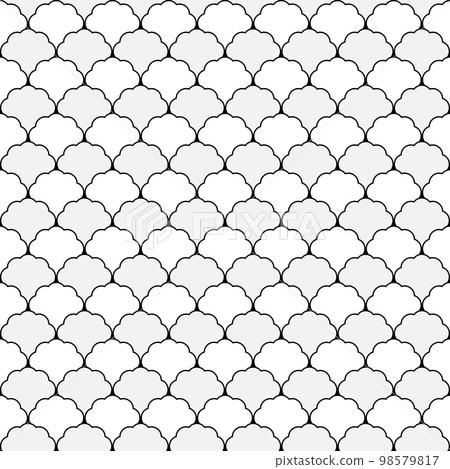 Fish scale seamless pattern. Traditional chinese sea wave ornament. Asian cloud ethnic motif. 98579817