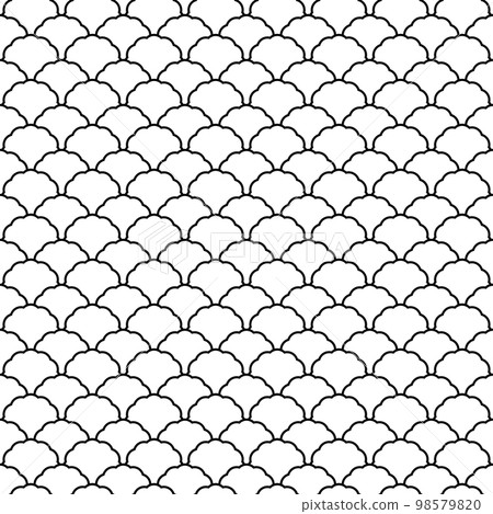 Fish scale seamless pattern. Traditional chinese sea wave ornament. Asian cloud ethnic motif. 98579820