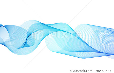 Blue line wave background. 98580587