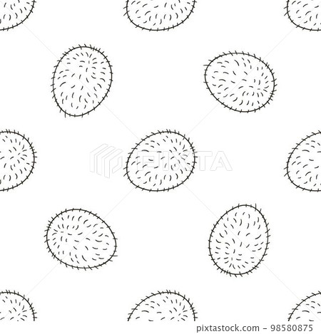 Coloring Seamless pattern with tropical fruits. Illustration in hand draw style 98580875