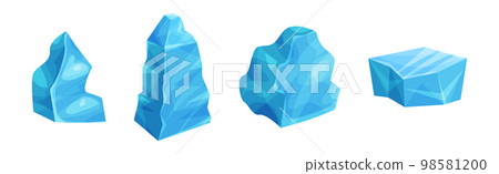Ice Pieces or Cold Frozen Blocks Vector Set Ice Pieces or Cold Frozen Blocks Vector Set 98581200