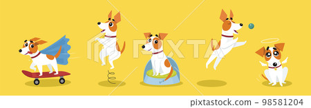 Funny Jack Russell Terrier Doing Different Activity Vector Set Funny Jack Russell Terrier Doing Different Activity Vector Set 98581204