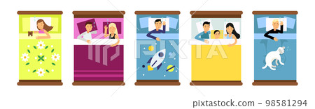 People Sleeping In Different Positions At Home in Their Bed Vector Set People Sleeping In Different Positions At Home in Their Bed Vector Set 98581294