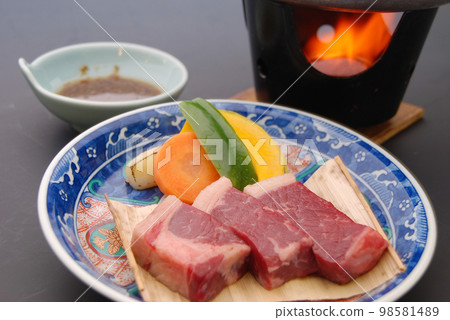 Ingredients for Wagyu steak Tobanyaki 98581489