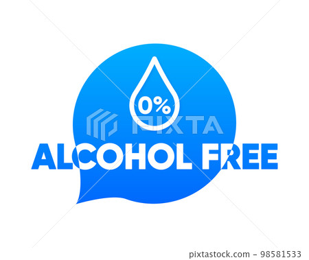 Alcohol Free vector banner. Skin and body care cosmetic product medical alcohol. Medical alcohol free concept. Vector illustration. 98581533