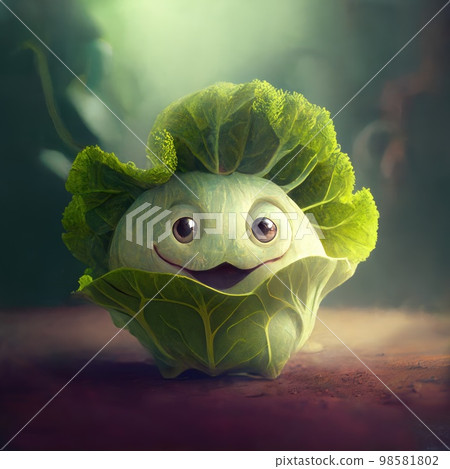 cute funny painted cabbage with big eyes cute funny painted cabbage with big eyes 98581802