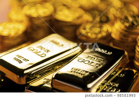 Image photo of gold bars and gold coins Image photo of gold bars and gold coins 98581993
