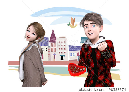 收到情人節禮物開心的男孩 98582274