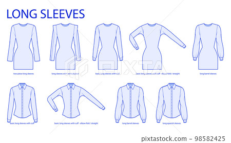 Set of Long sleeves basic clothes with cuff, long length, barrel, two piece, vertical pleat, epaulet technical fashion Set of Long sleeves basic clothes with cuff, long length, barrel, two piece, vertical pleat, epaulet technical fashion 98582425
