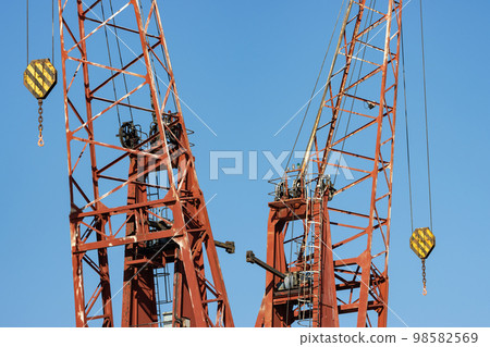 Cranes on the background of the blue sky 98582569
