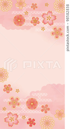 Japanese pattern background of pink flowers 98582838