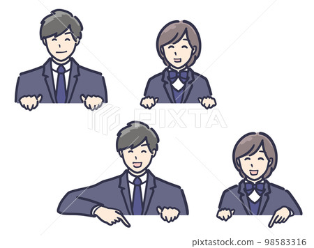 高中男孩和女孩的插圖集非常適合放在消息之上 98583316