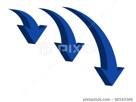 Three-dimensional illustration of an arrow going down 98583366