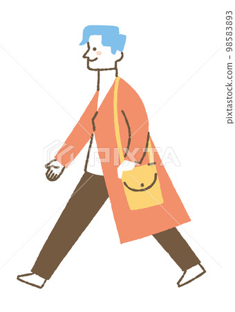 A man walking in a coat_color 98583893