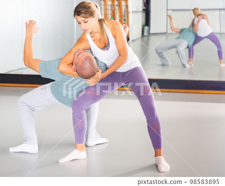 Active girl training captures on self-defense course 98583895