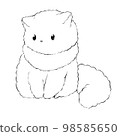 Stock Illustration: Cat facing down (line drawing) 98585650