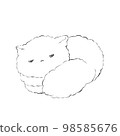 Stock Illustration: Sleeping cat (line drawing) 98585676