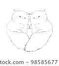 Stock Illustration: A sleeping cat (line drawing) 98585677