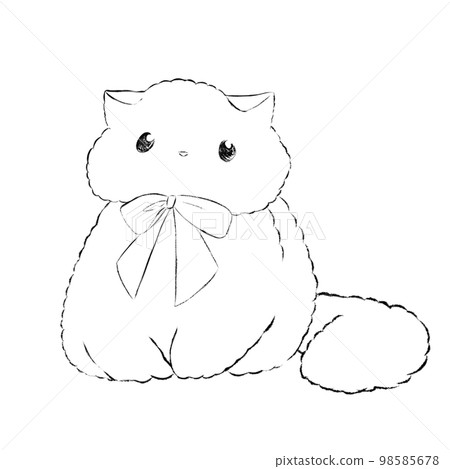 Stock Illustration: Staying cat (line drawing) 98585678