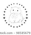 Stamp-style illustration material: Cat (line drawing) 98585679