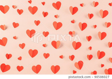 Beautiful red paper hearts shape cutting pastel pink background, Happy mother day, Symbol of love paper art elements with place for text, Happy Valentine Day concept Beautiful red paper hearts shape cutting pastel pink background, Happy mother day, Symbol of love paper art elements with place for text, Happy Valentine Day concept 98586027