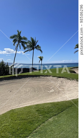 golf course on a sunny day in hawaii golf course on a sunny day in hawaii 98586296