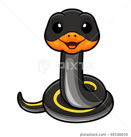 Cute black copper rat snake cartoon 98586650