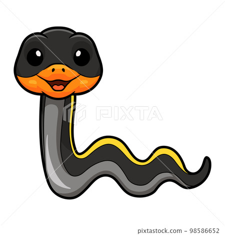 Cute black copper rat snake cartoon Cute black copper rat snake cartoon 98586652