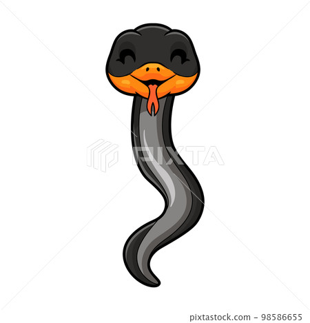 Cute black copper rat snake cartoon 98586655