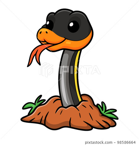 Cute black copper rat snake cartoon out from hole Cute black copper rat snake cartoon out from hole 98586664