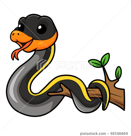 Cute black copper rat snake cartoon Cute black copper rat snake cartoon 98586669
