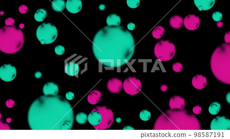 Spheres Levitation on Black Background. Glowing decorative 98587191