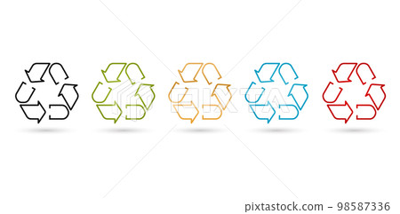 illustration of a recycle outline set Circular arrows for packages label products company or corporate, User interface designs packaging, collages, decks, Collaging and layouts, Website assets buttons 98587336