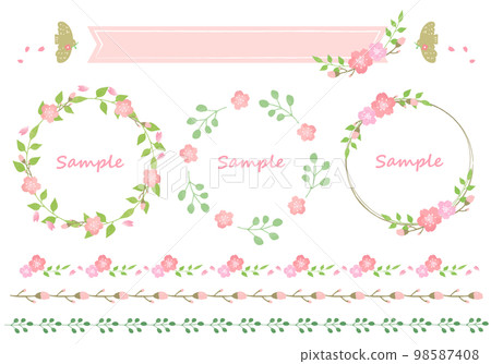 Cute cherry blossom wreath cherry blossom frame someiyoshino set Cute cherry blossom wreath cherry blossom frame someiyoshino set 98587408